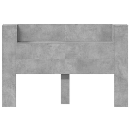 Storage Headboard with LED Concrete Grey Engineered Wood
