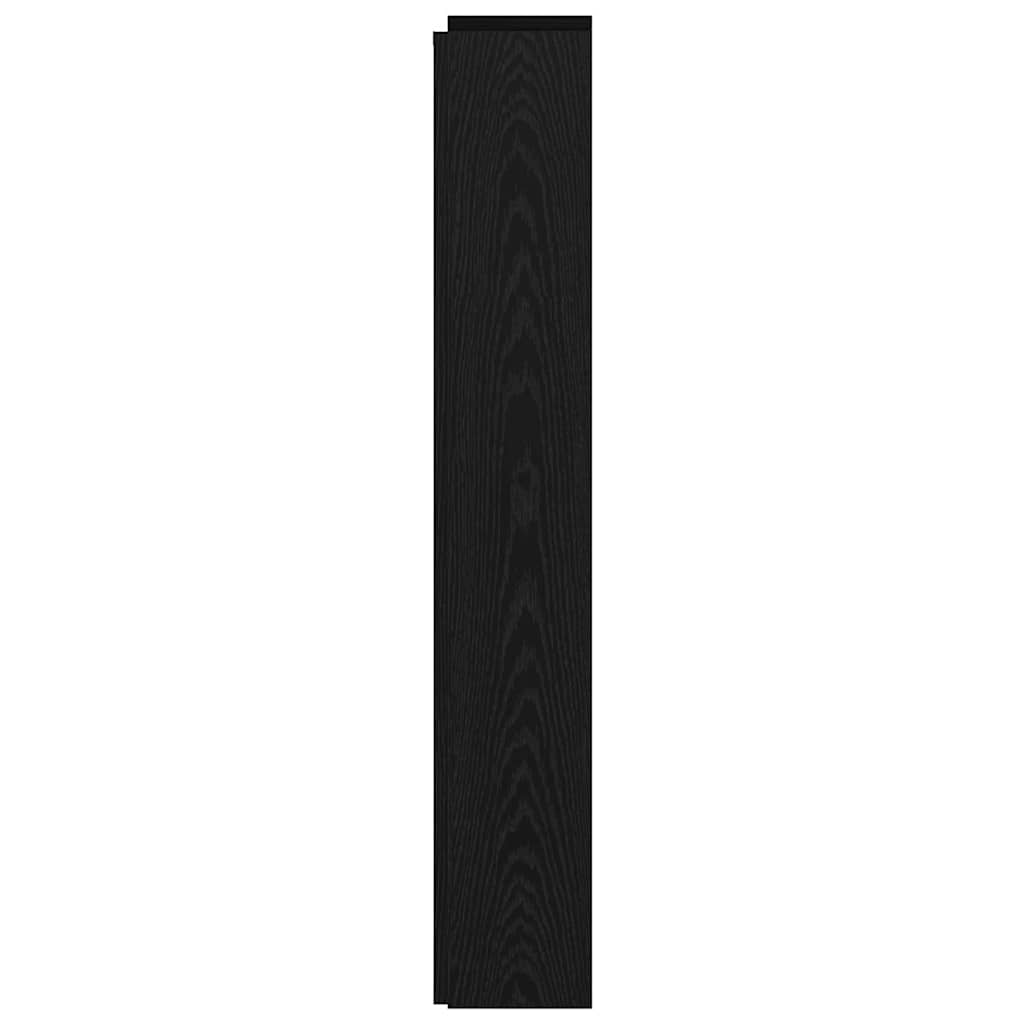 Storage Headboard with LED Black Oak Engineered Wood