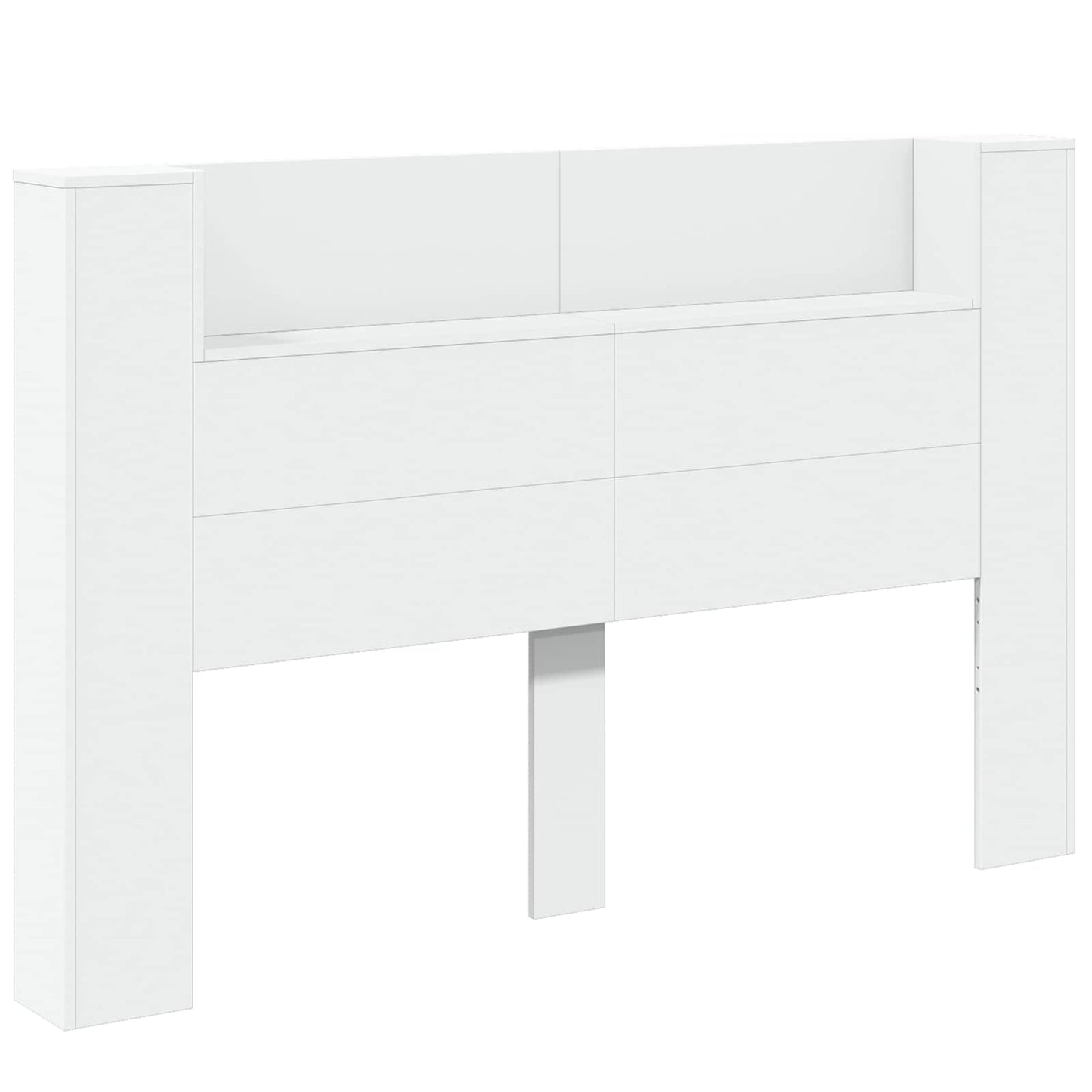Storage Headboard with LED White Engineered Wood