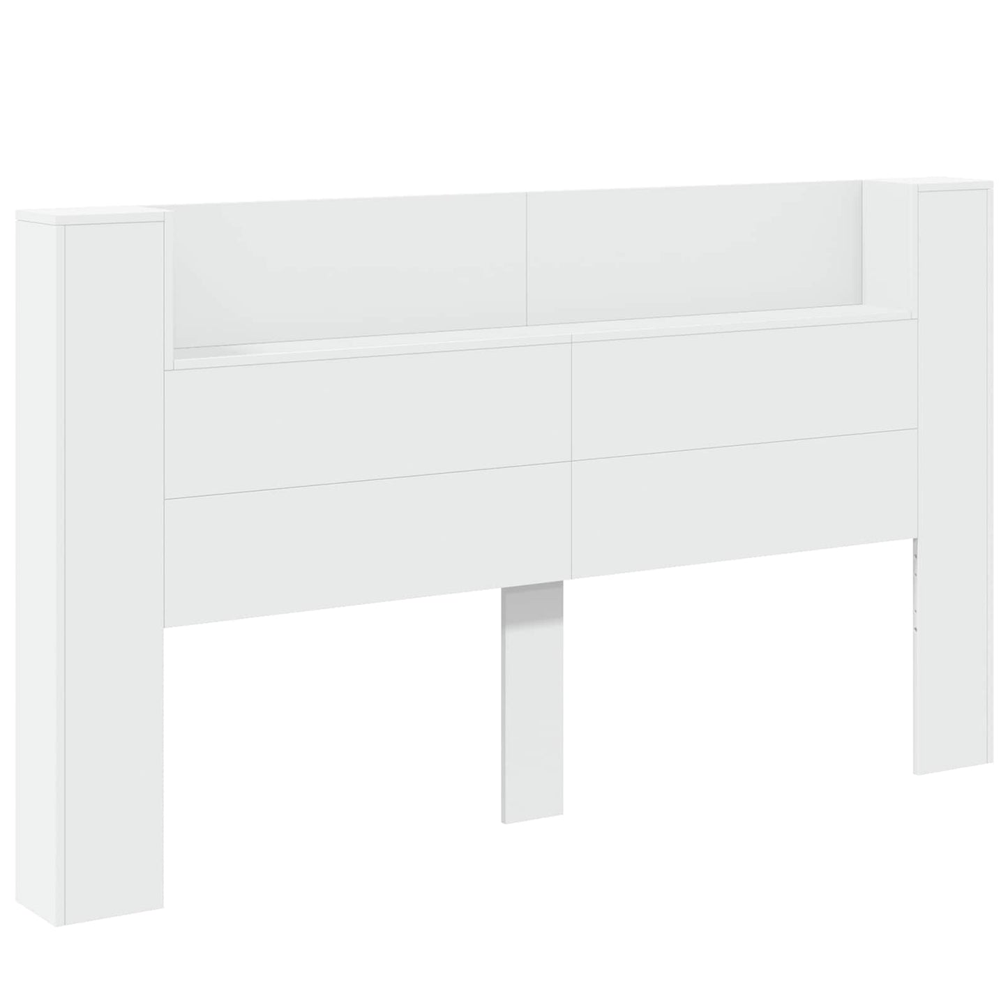 Storage Headboard with LED White Engineered Wood