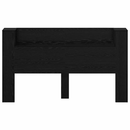 Storage Headboard with LED Black Oak Engineered Wood