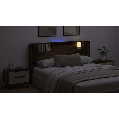 Storage Headboard with LED Old Wood Engineered Wood
