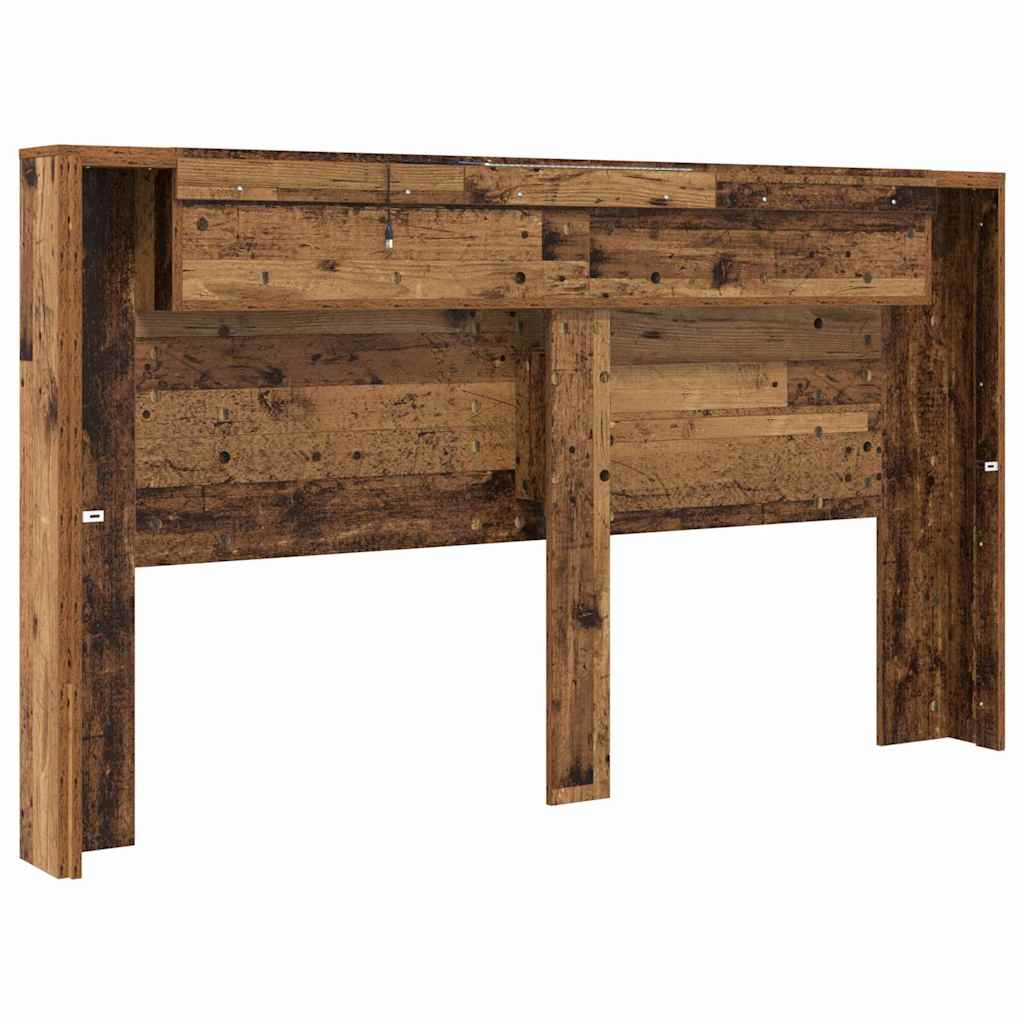 Storage Headboard with LED Old Wood Engineered Wood