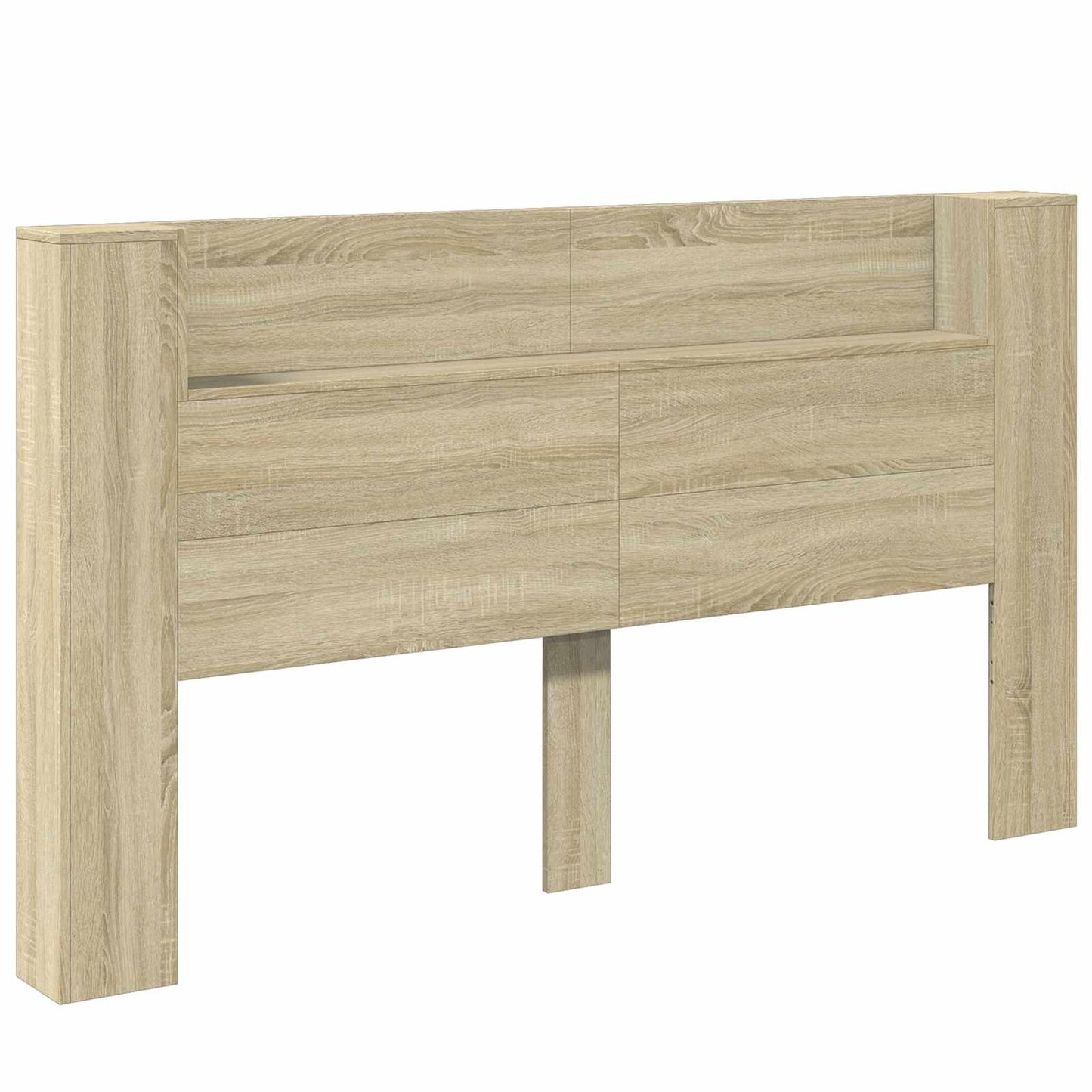 Storage Headboard with LED Sonoma Oak Engineered Wood