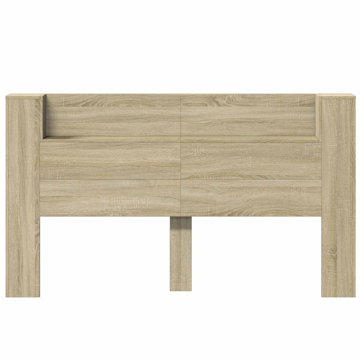 Storage Headboard with LED Sonoma Oak Engineered Wood