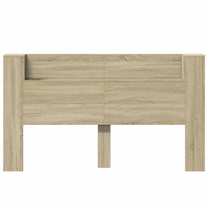Storage Headboard with LED Sonoma Oak Engineered Wood