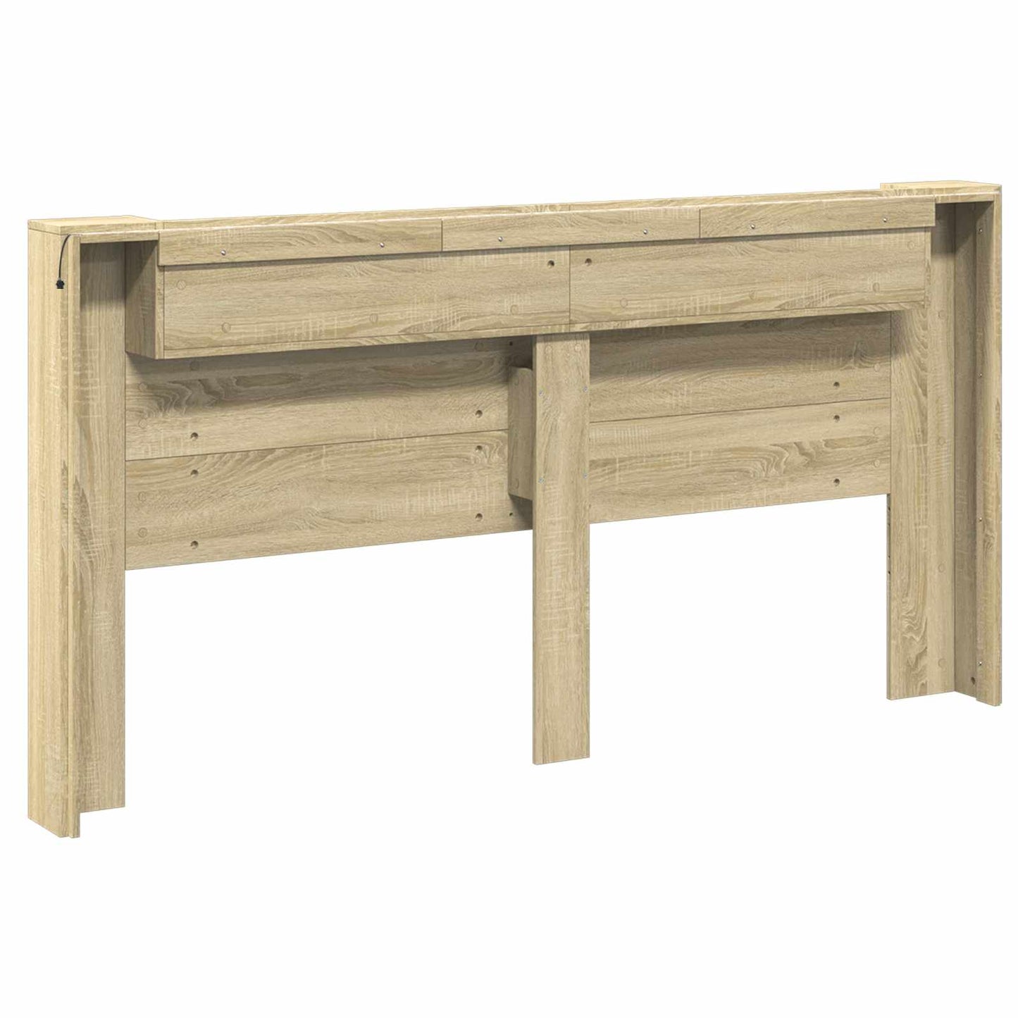 Storage Headboard with LED Sonoma Oak Engineered Wood