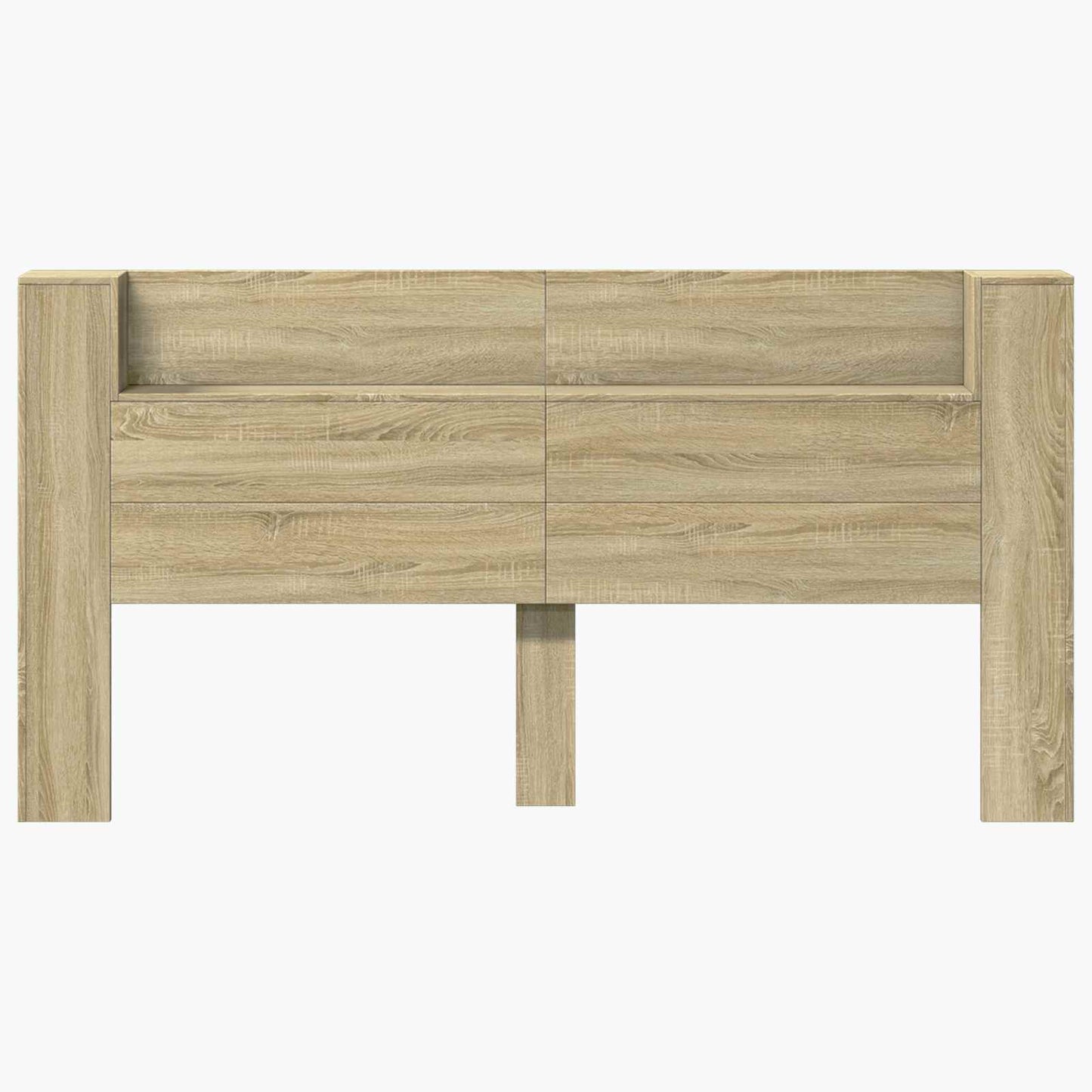 Storage Headboard with LED Sonoma Oak Engineered Wood