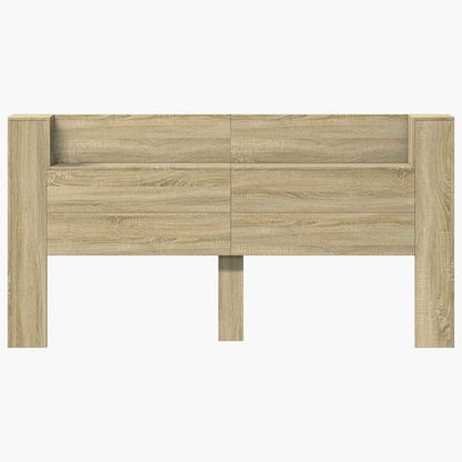 Storage Headboard with LED Sonoma Oak Engineered Wood
