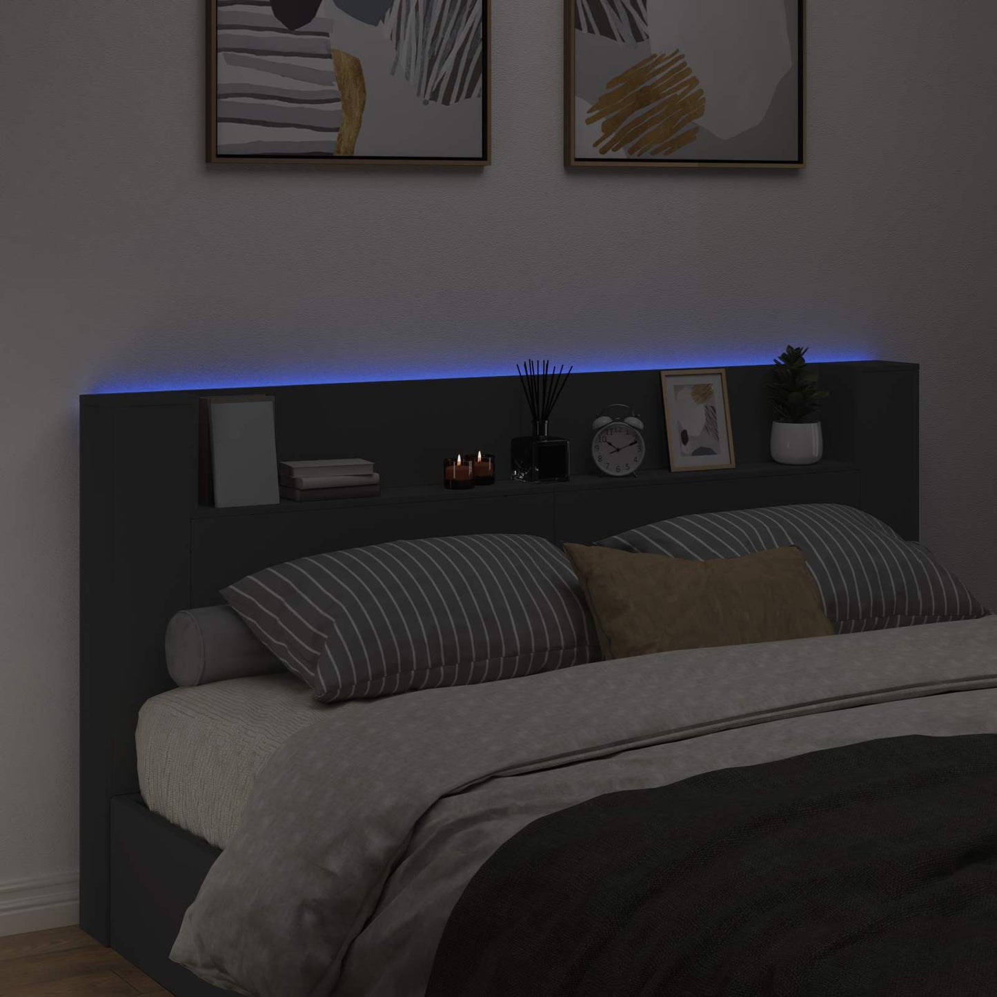 Headboard Black Engineered Wood