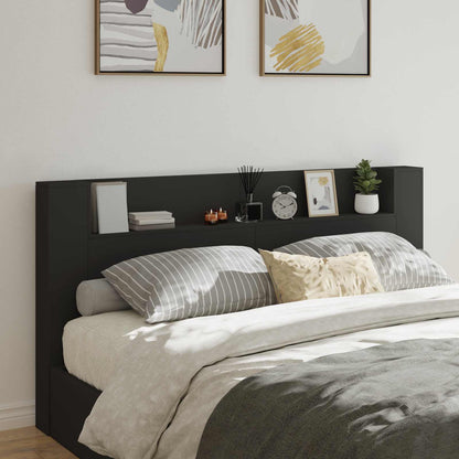 Headboard Black Engineered Wood