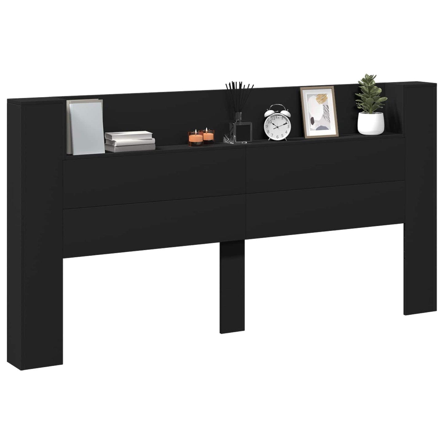 Headboard Black Engineered Wood