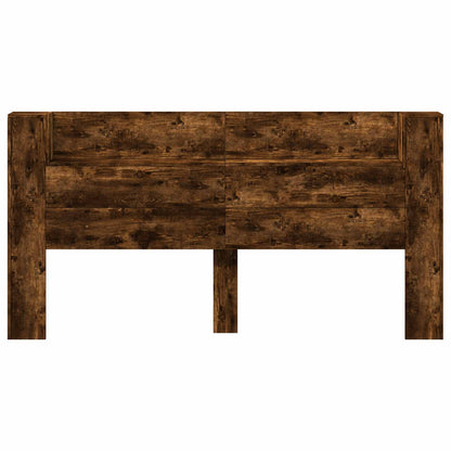 Storage Headboard with LED Smoked Oak Engineered Wood