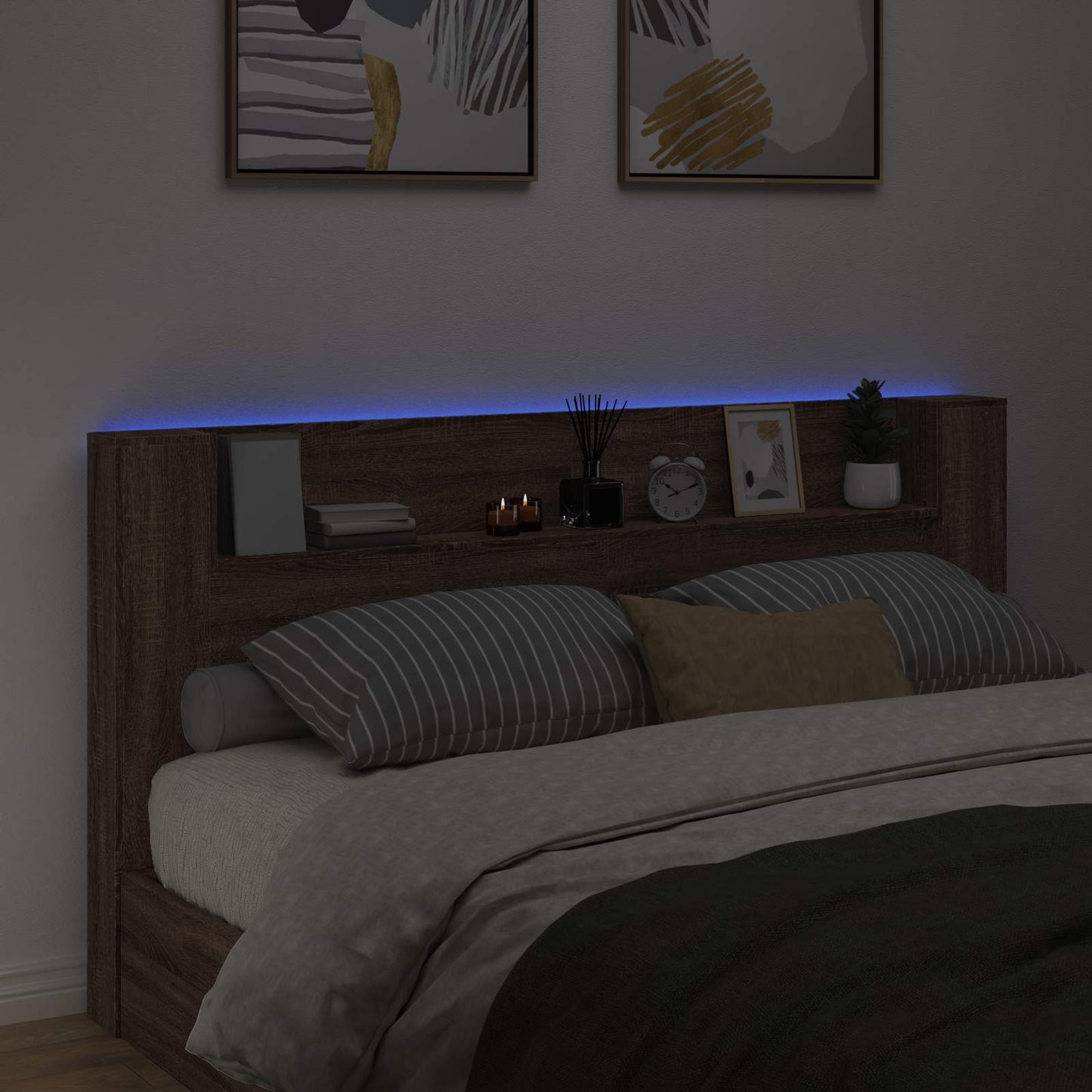 Headboard Brown Oak Engineered Wood