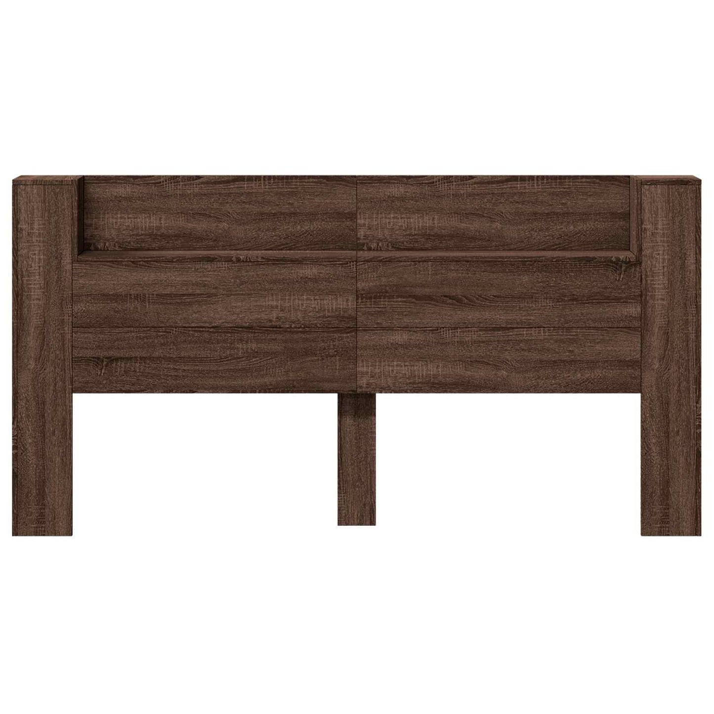 Storage Headboard with LED Brown Oak Engineered Wood
