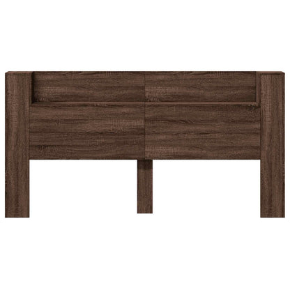 Storage Headboard with LED Brown Oak Engineered Wood