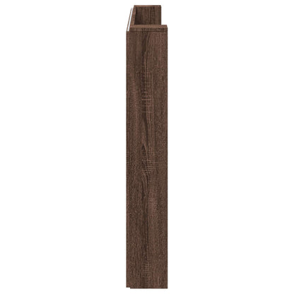 Storage Headboard with LED Brown Oak Engineered Wood
