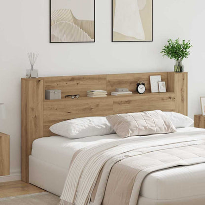 Storage Headboard with LED Artisan Oak Engineered Wood