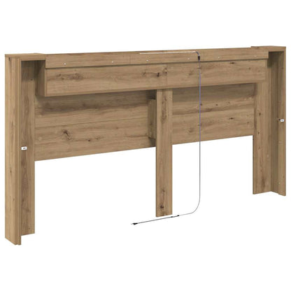 Storage Headboard with LED Artisan Oak Engineered Wood