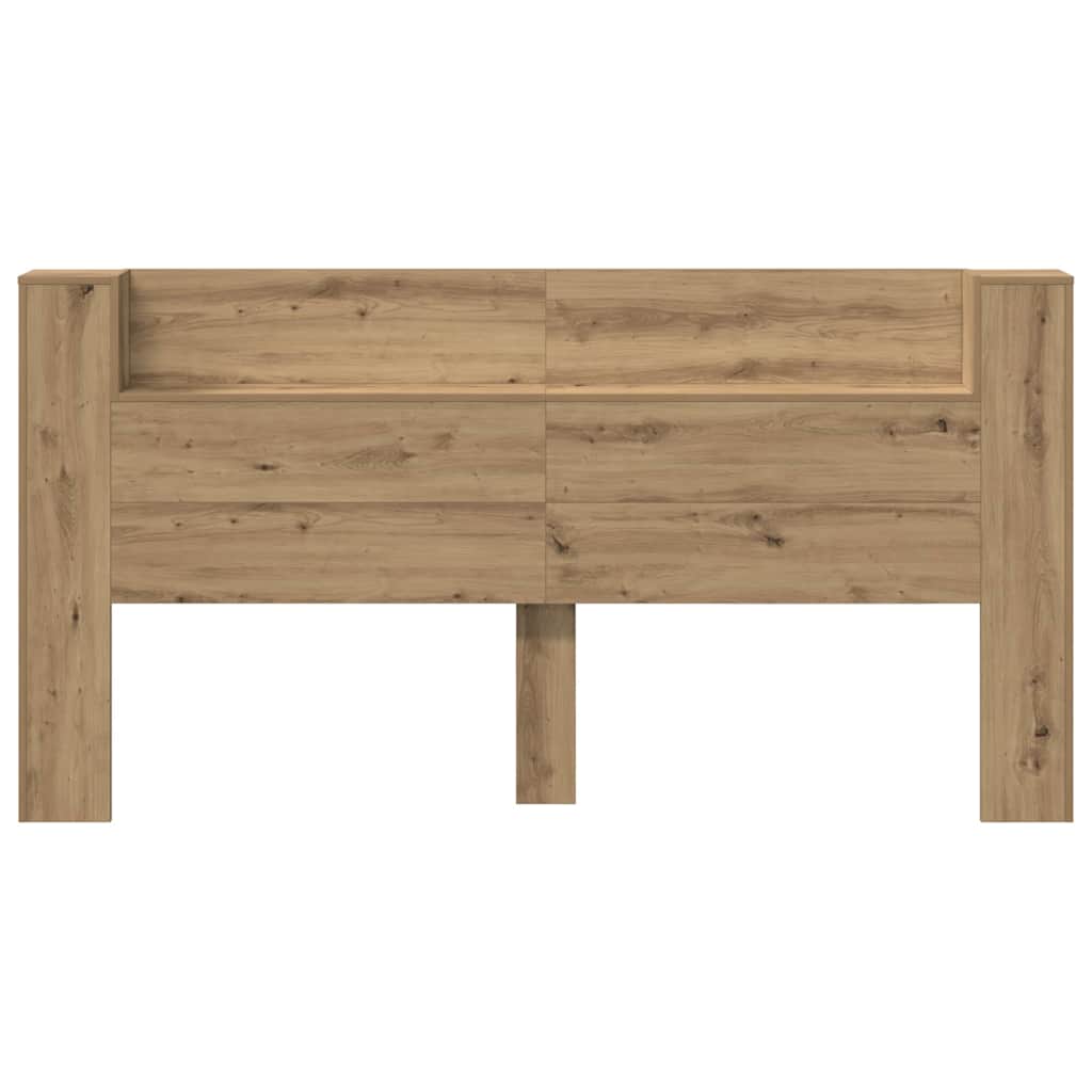 Storage Headboard with LED Artisan Oak Engineered Wood