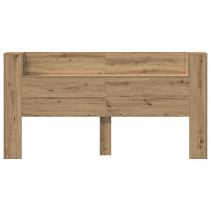 Storage Headboard with LED Artisan Oak Engineered Wood