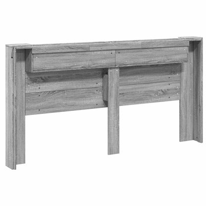 Storage Headboard with LED Grey Sonoma Engineered Wood