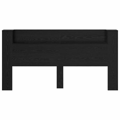 Storage Headboard with LED Black Oak Engineered Wood