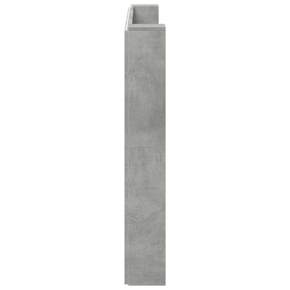 Storage Headboard with LED Concrete Grey Engineered Wood