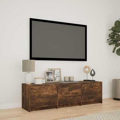 TV Cabinet with LED 140 x 34 x 40 cm Smoked Oak Engineered Wood