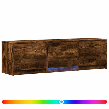 TV Cabinet with LED 140 x 34 x 40 cm Smoked Oak Engineered Wood
