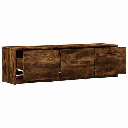 TV Cabinet with LED 140 x 34 x 40 cm Smoked Oak Engineered Wood