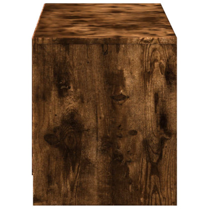 TV Cabinet with LED Smoked Oak 140 x 34 x 40 cm Engineered Wood