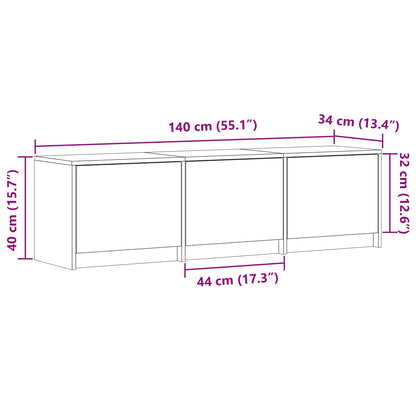 TV Cabinet with LED with LED Concrete Grey 140 x 34 x 40 cm