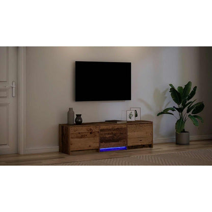 TV Cabinet with LED Old Wood 140 x 34 x 40 cm Engineered Wood