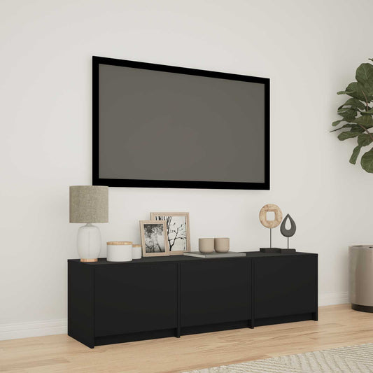 TV Cabinet with LED 140 x 34 x 40 cm Black Engineered Wood