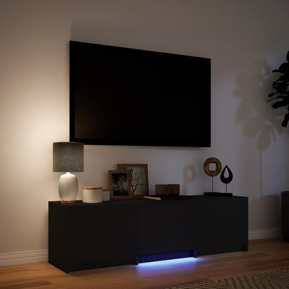 TV Cabinet with LED Black 140 x 34 x 40 cm Engineered Wood