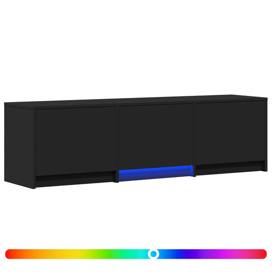 TV Cabinet with LED 140 x 34 x 40 cm Black Engineered Wood
