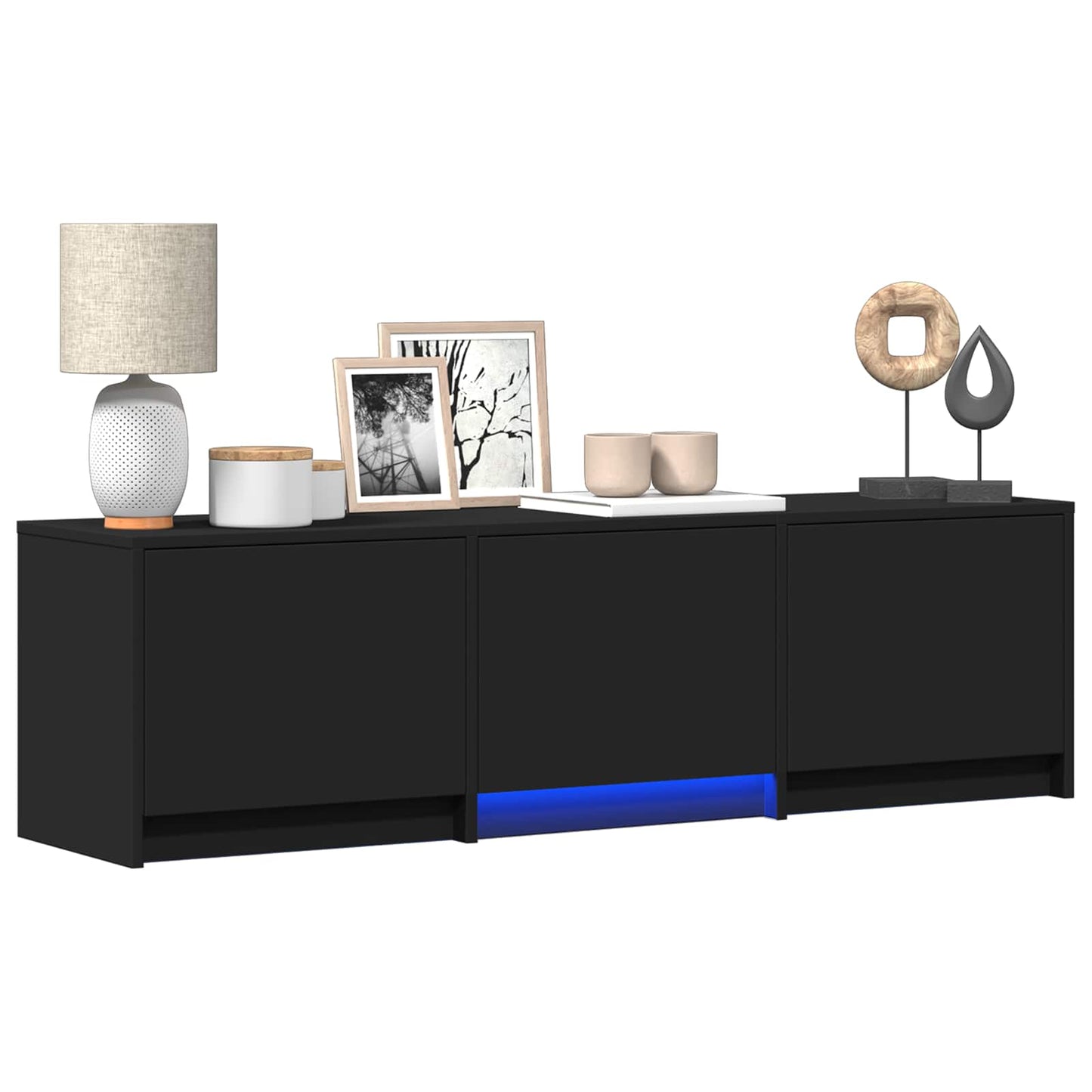 TV Cabinet with LED Black 140 x 34 x 40 cm Engineered Wood