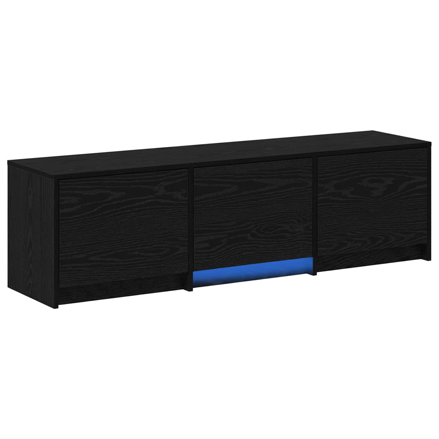 TV Cabinet with LED Black Oak 140 x 34 x 40 cm Engineered Wood