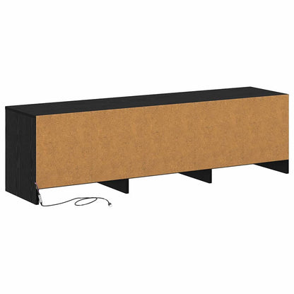 TV Cabinet with LED Black Oak 140 x 34 x 40 cm Engineered Wood
