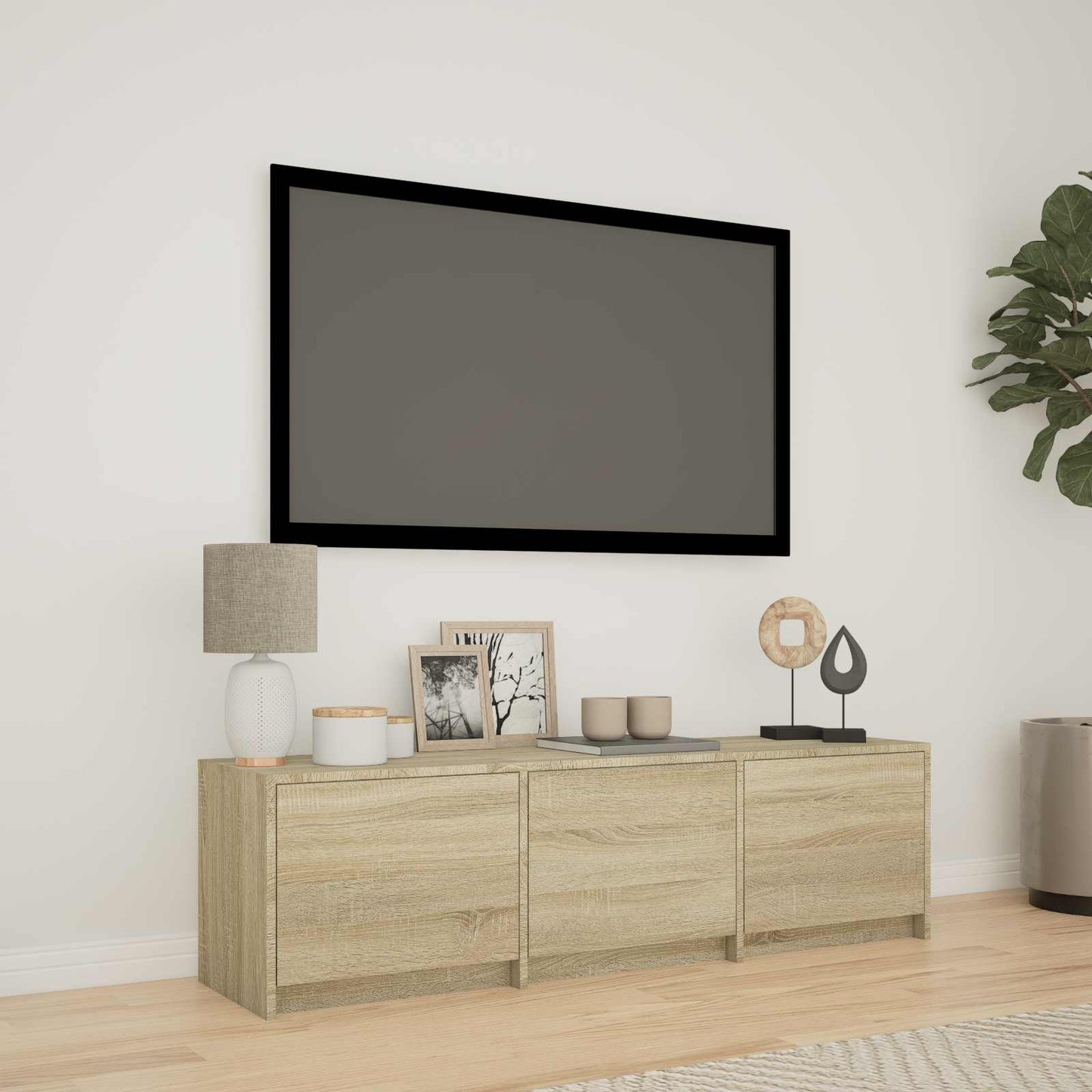 TV Cabinet with LED Sonoma Oak 140 x 34 x 40 cm Engineered Wood