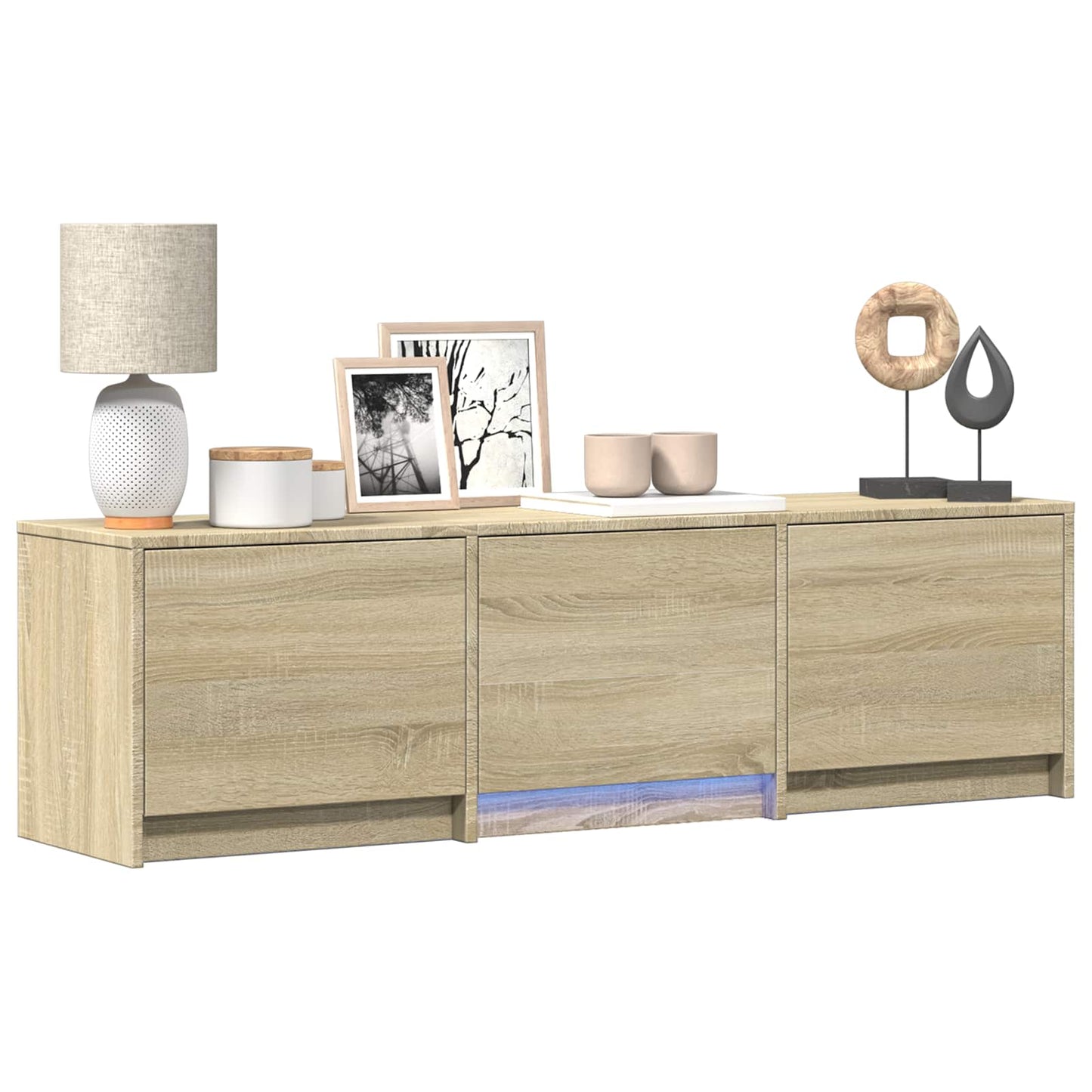 TV Cabinet with LED Sonoma Oak 140 x 34 x 40 cm Engineered Wood