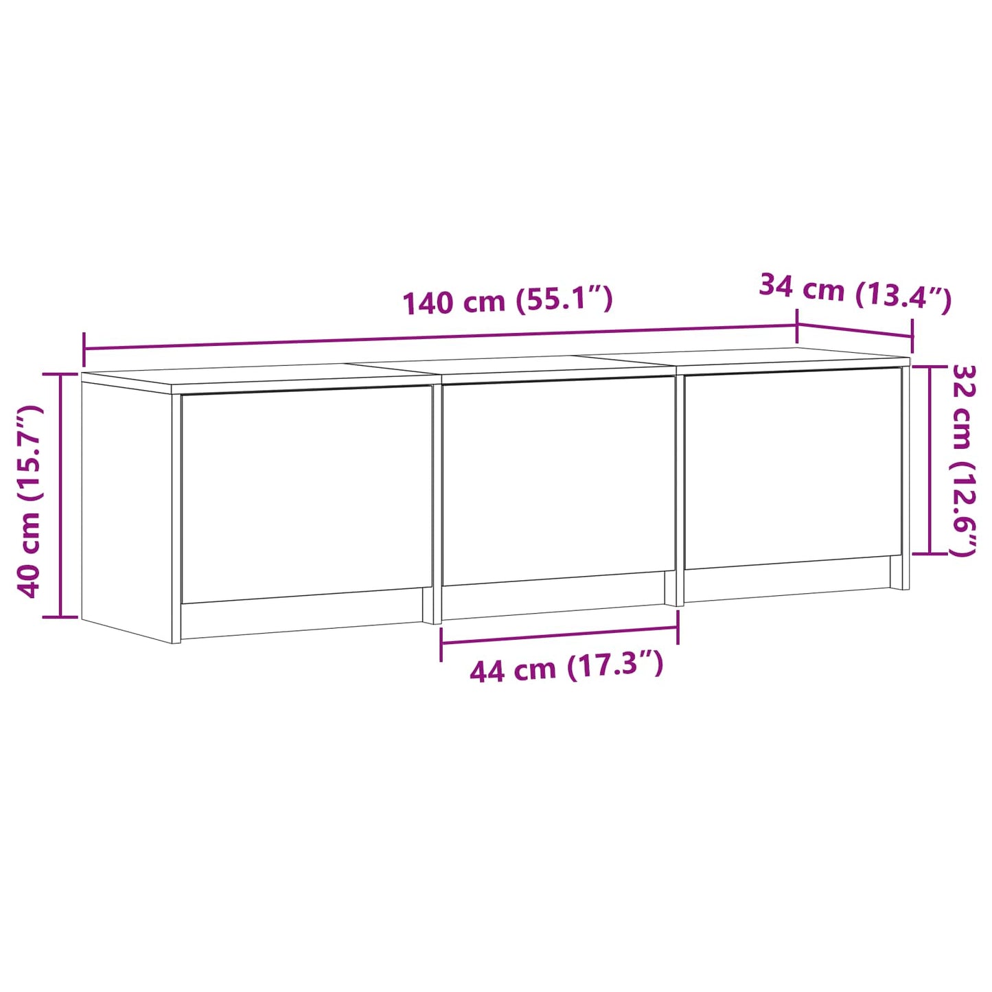 TV Cabinet with LED Sonoma Oak 140 x 34 x 40 cm Engineered Wood