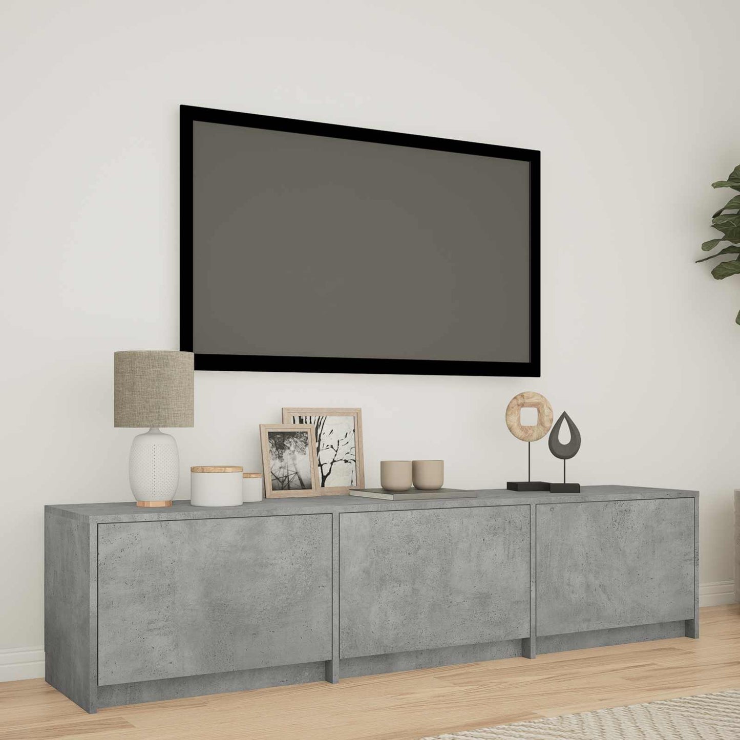 TV Cabinet with LED with LED Concrete Grey 165 x 34 x 40 cm