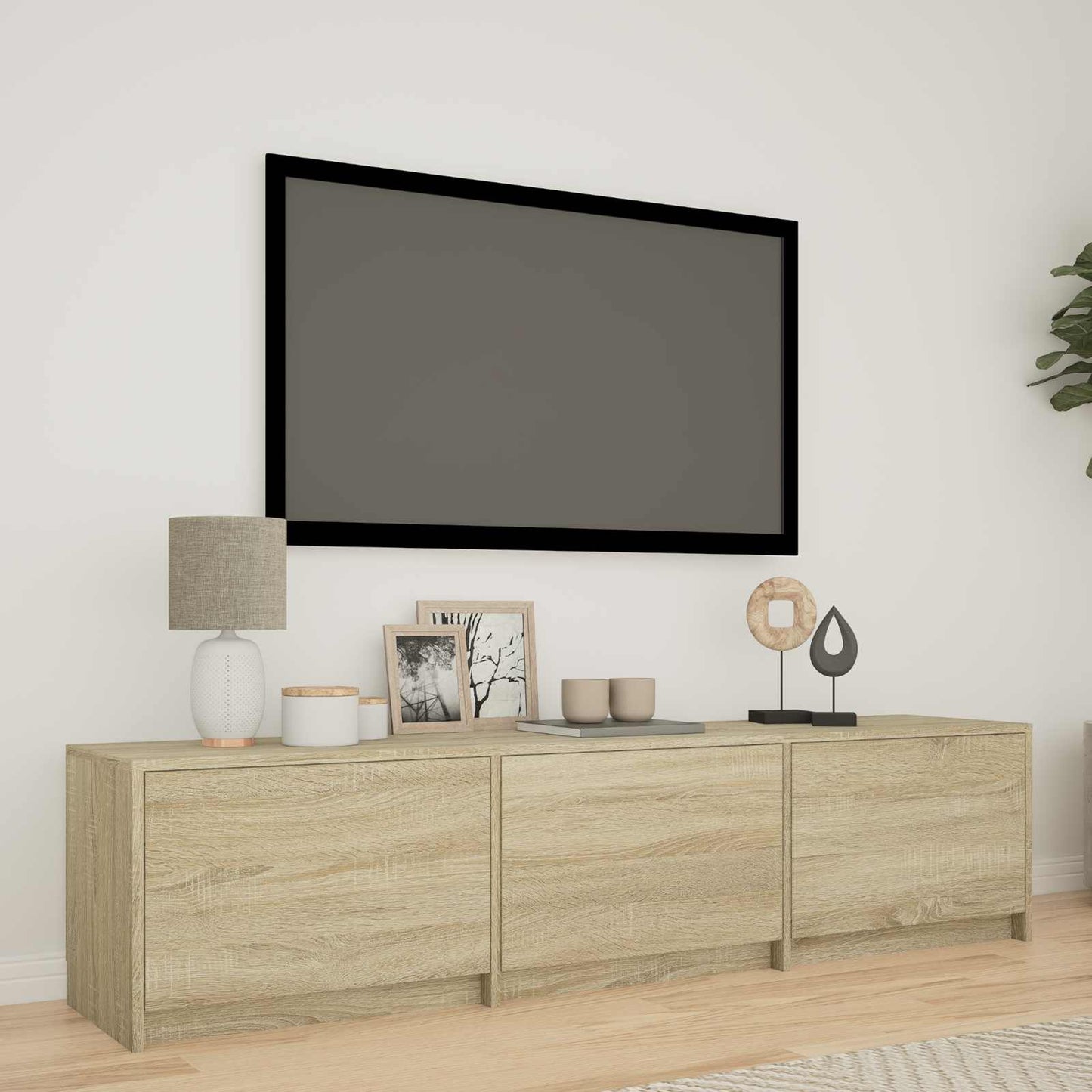 TV Cabinet with LED Sonoma Oak 165 x 34 x 40 cm Engineered Wood
