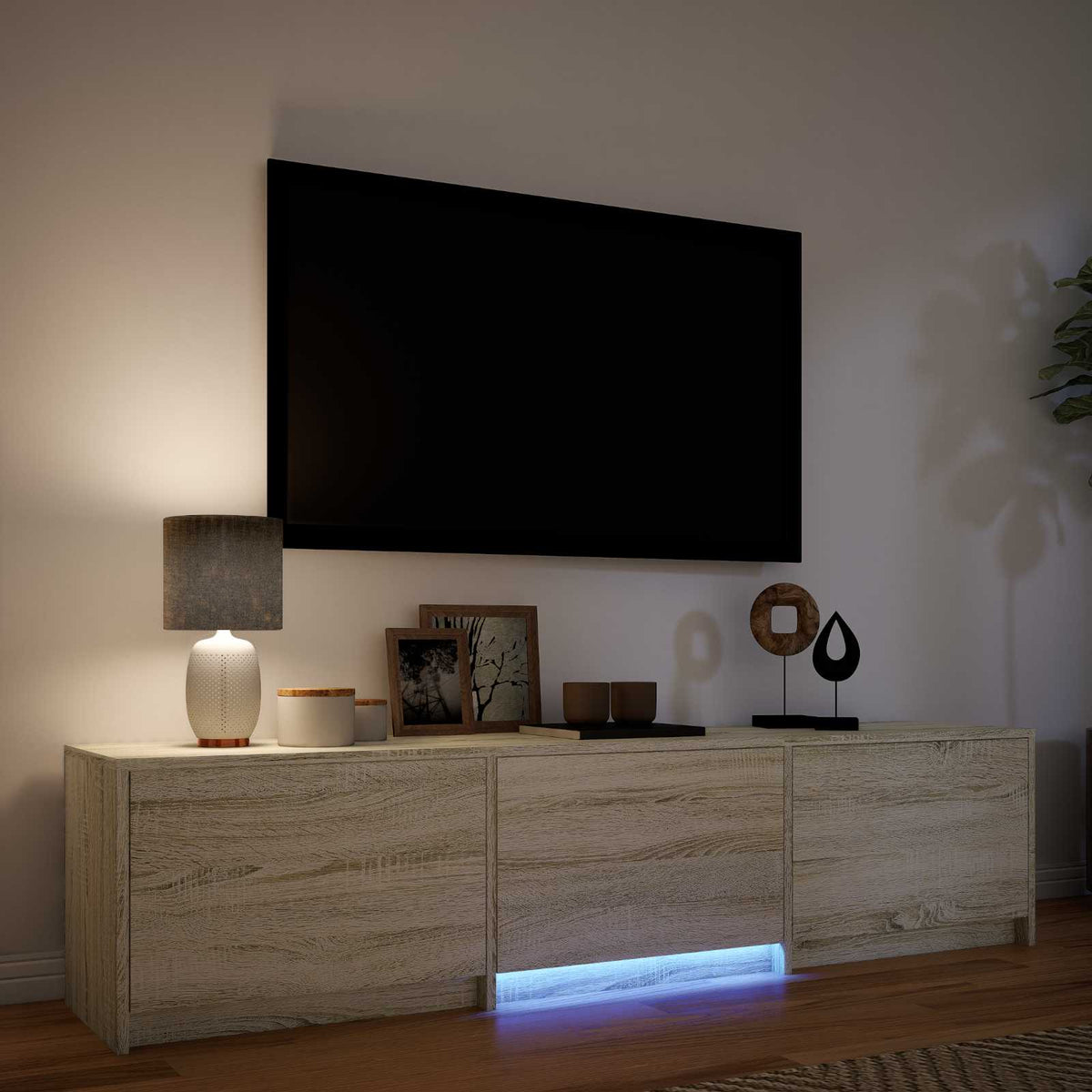 TV Cabinet with LED 165 x 34 x 40 cm Sonoma Oak Engineered Wood