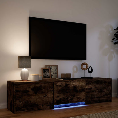 TV Cabinet with LED Smoked Oak 165 x 34 x 40 cm Engineered Wood