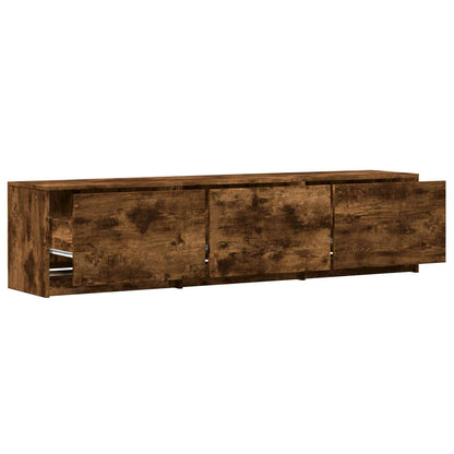 TV Cabinet with LED 165 x 34 x 40 cm Smoked Oak Engineered Wood
