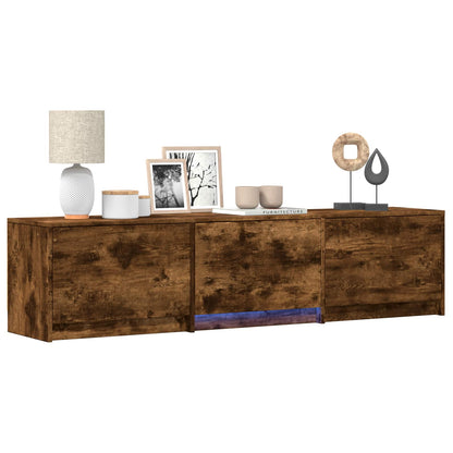 TV Cabinet with LED 165 x 34 x 40 cm Smoked Oak Engineered Wood