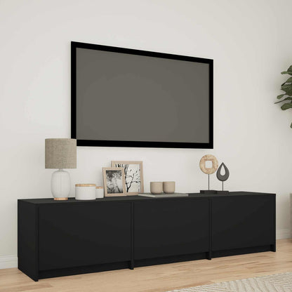 TV Cabinet with LED 165 x 34 x 40 cm Black Engineered Wood